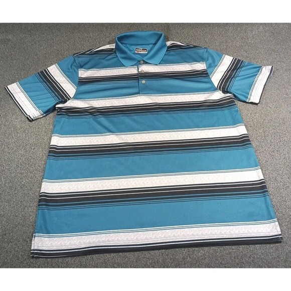Grand Slam Performance Golf Polo Teal Black Gray Stripe Shirt Mens Size XXL - Picture 5 of 12